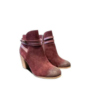 Nordstrom's BP Tandem Suede Distressed Ankle Bootie Burgundy Women's Size 8M